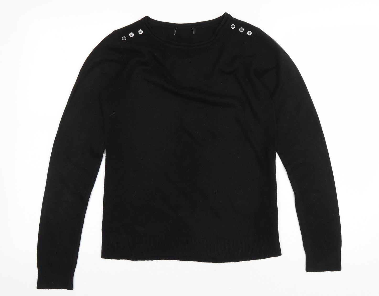 Atmosphere Womens Black Round Neck Acrylic Pullover Jumper Size 8