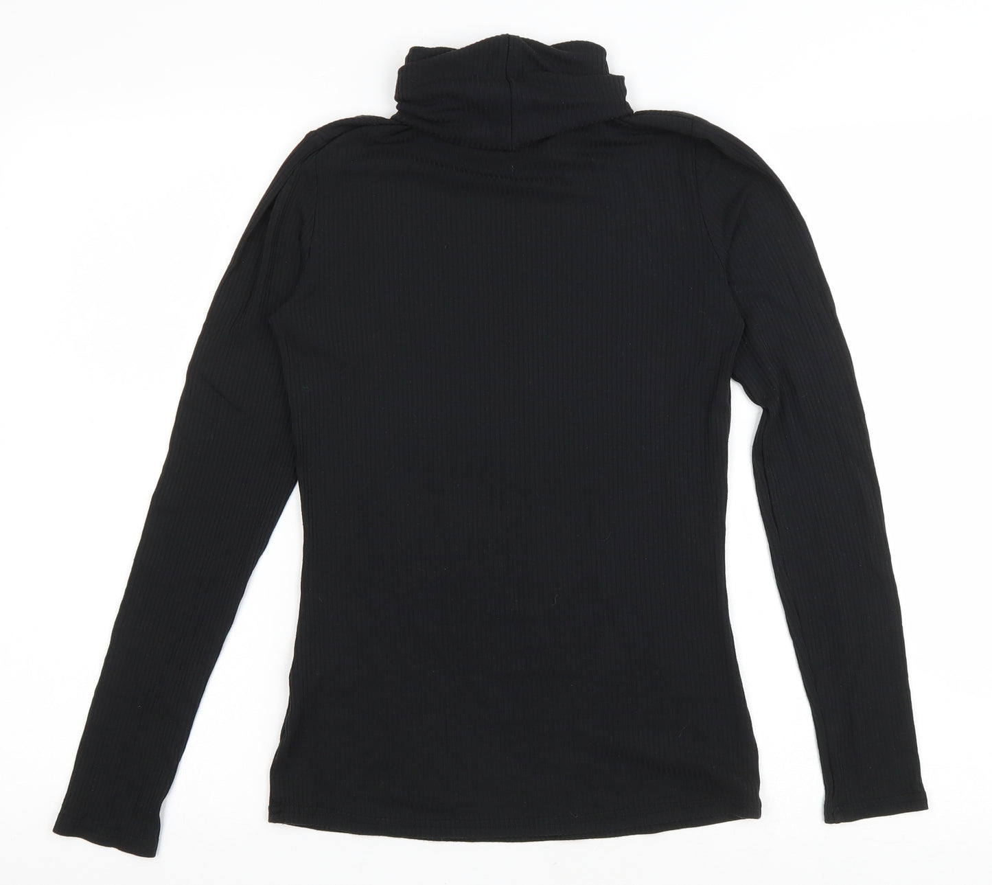 Primark Womens Black Acrylic Basic T-Shirt Size 12 Roll Neck