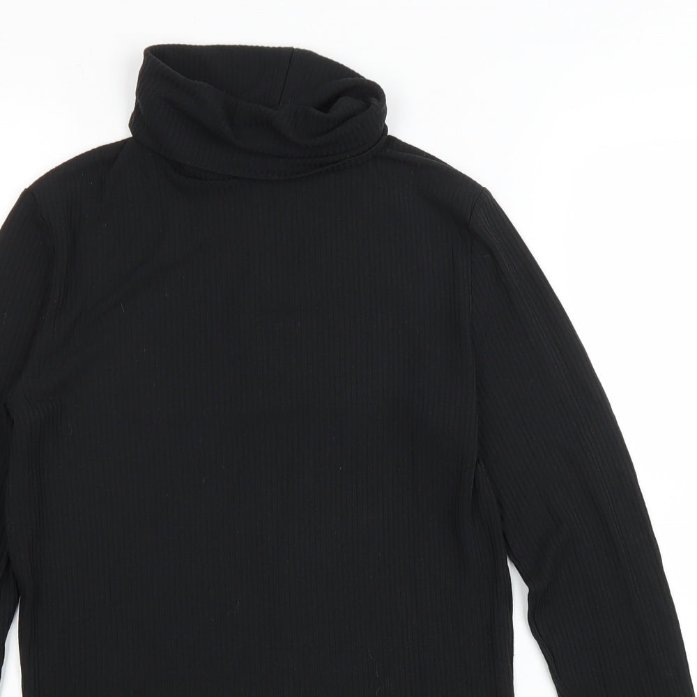 Primark Womens Black Acrylic Basic T-Shirt Size 12 Roll Neck