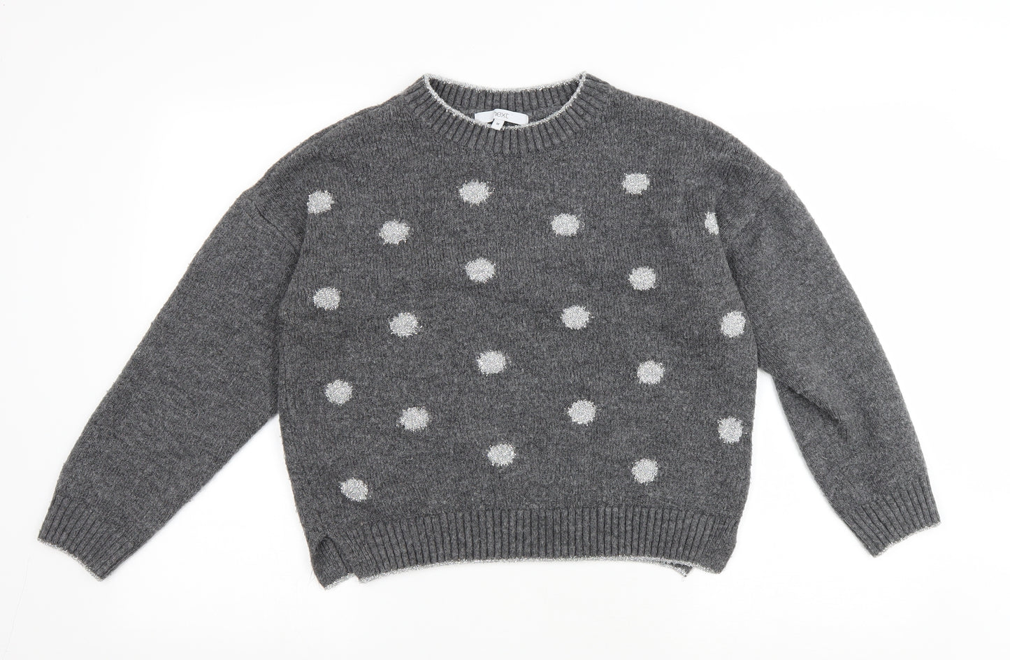 NEXT Womens Grey Round Neck Polka Dot Polyester Pullover Jumper Size M