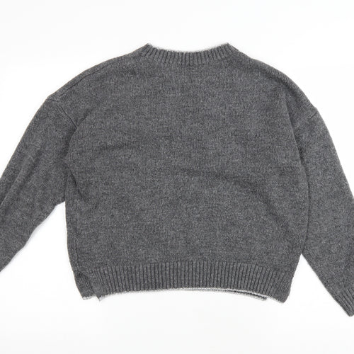 NEXT Womens Grey Round Neck Polka Dot Polyester Pullover Jumper Size M