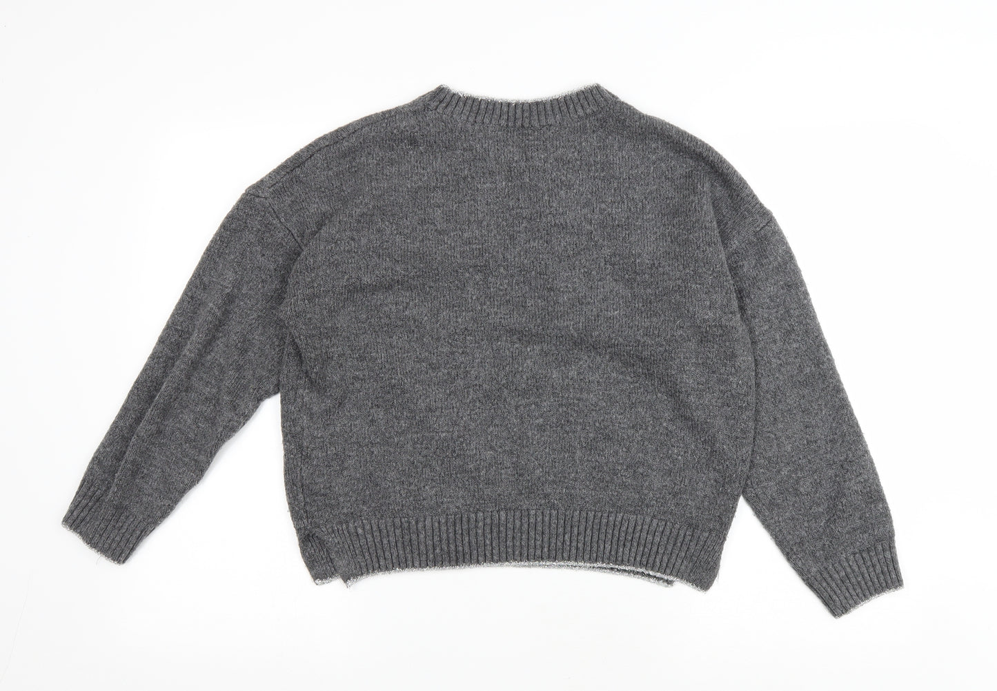 NEXT Womens Grey Round Neck Polka Dot Polyester Pullover Jumper Size M