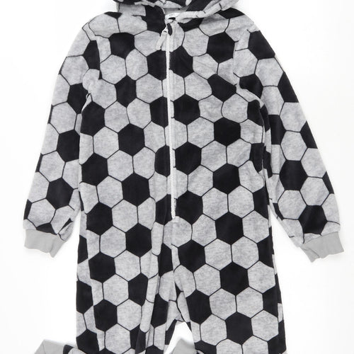 Marks and Spencer Boys Grey Geometric Polyester One Piece Size 9-10 Years Zip - Football