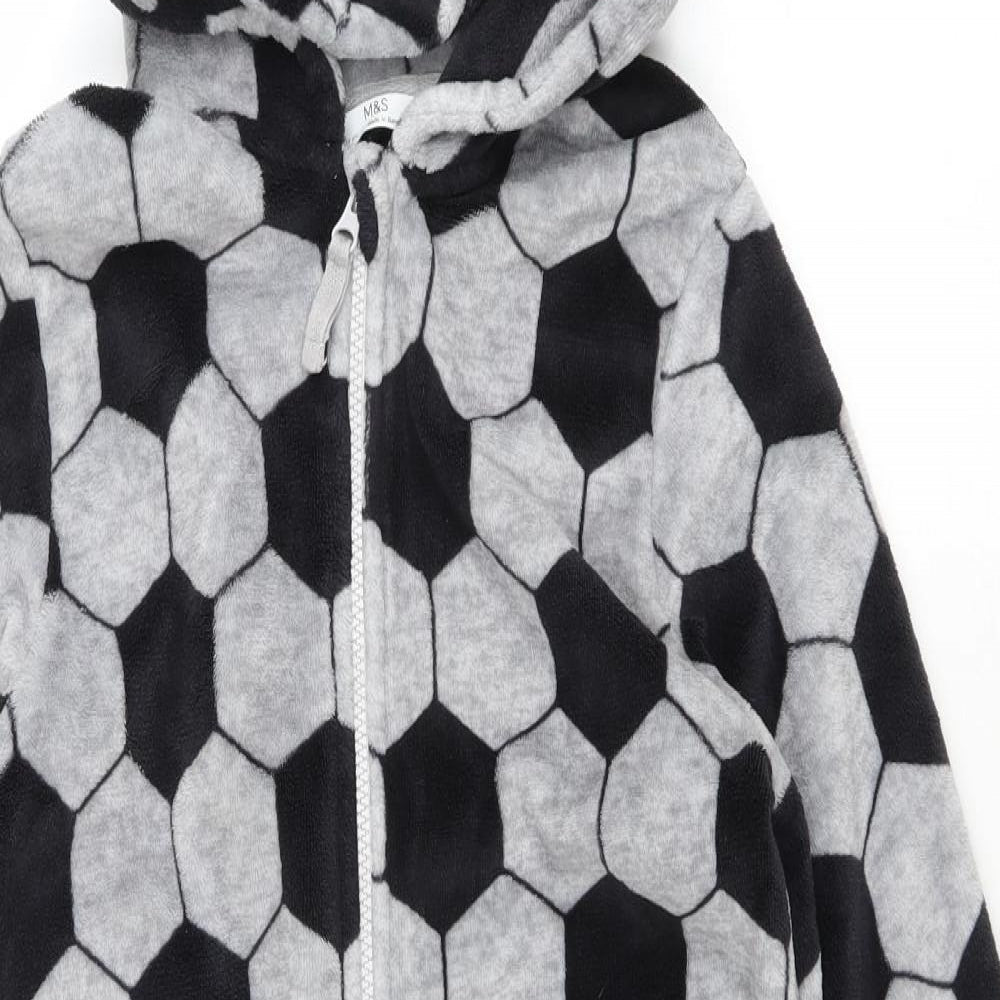 Marks and Spencer Boys Grey Geometric Polyester One Piece Size 9-10 Years Zip - Football