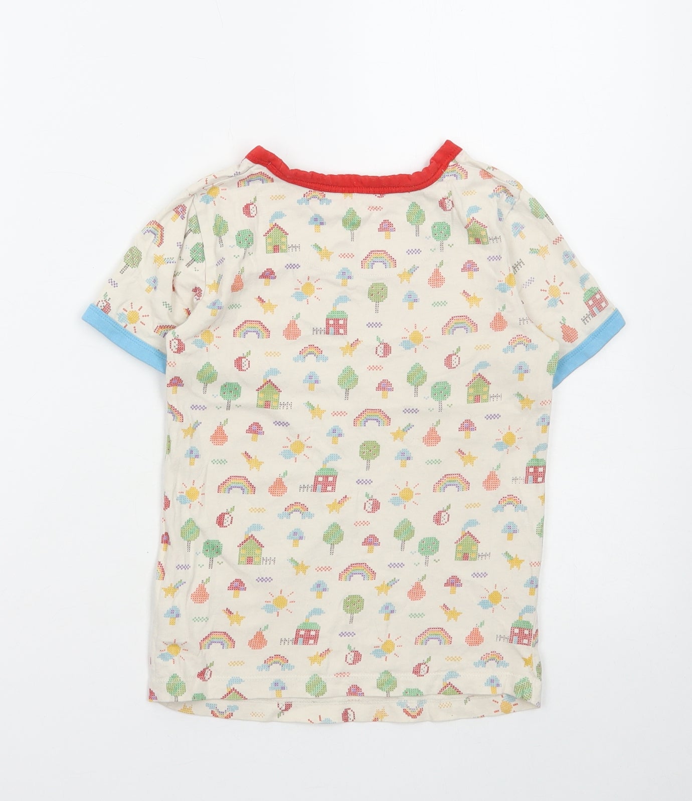 Little Bird Girls Multicoloured Geometric Cotton Basic T-Shirt Size 6-7 Years Round Neck Pullover