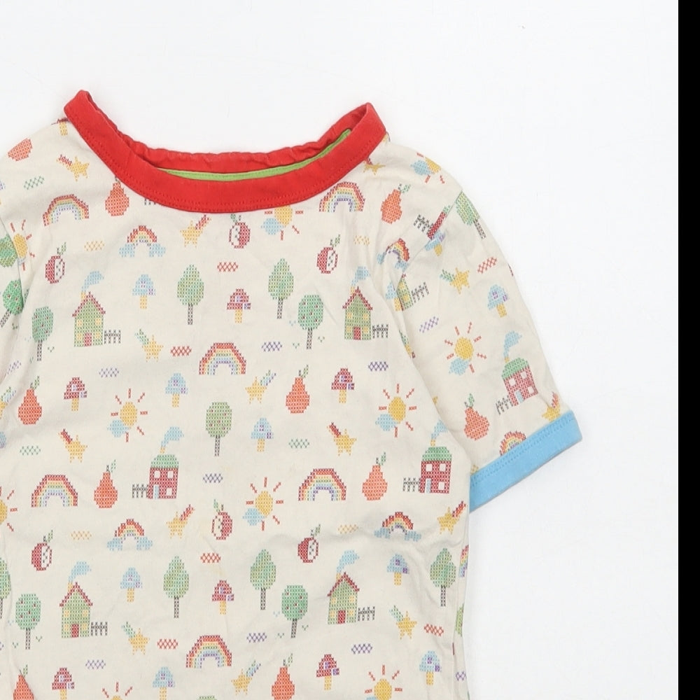 Little Bird Girls Multicoloured Geometric Cotton Basic T-Shirt Size 6-7 Years Round Neck Pullover
