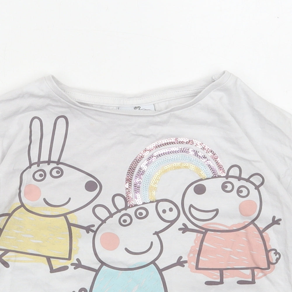 TU Girls White Cotton Basic T-Shirt Size 3-4 Years Round Neck Pullover - Peppa Pig