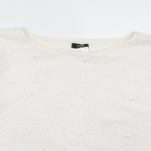 F&F Womens White Polyester Basic T-Shirt Size 12 Round Neck