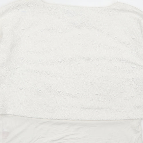 F&F Womens White Polyester Basic T-Shirt Size 12 Round Neck