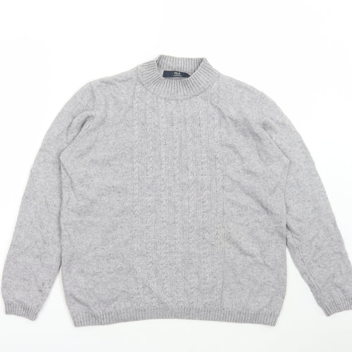 Isle Womens Grey Mock Neck Nylon Pullover Jumper Size M