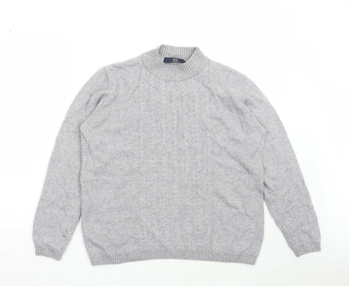 Isle Womens Grey Mock Neck Nylon Pullover Jumper Size M