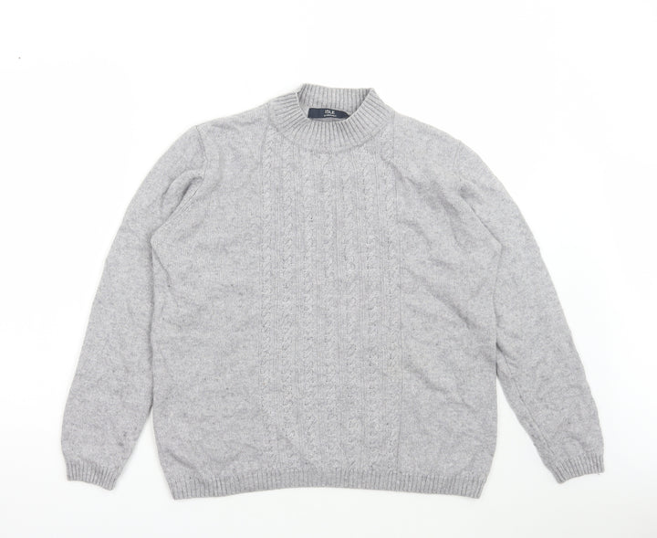 Isle Womens Grey Mock Neck Nylon Pullover Jumper Size M