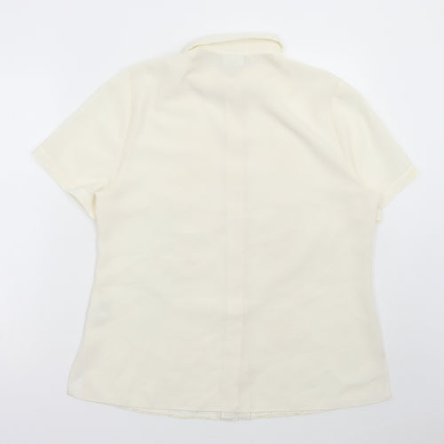 FOSBY Womens Ivory Polyester Basic Button-Up Size 14 Collared