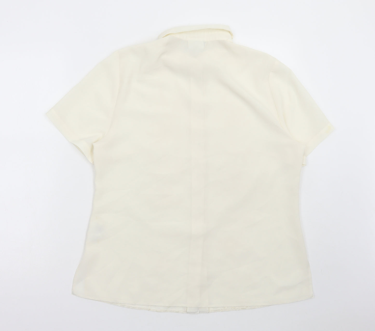 FOSBY Womens Ivory Polyester Basic Button-Up Size 14 Collared