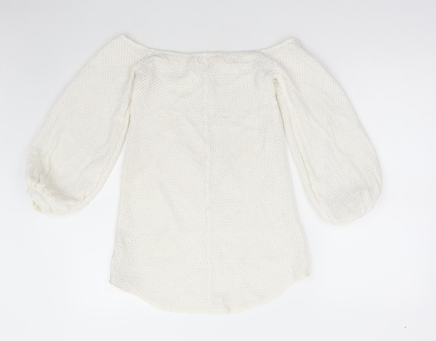 Shakuhachi Womens White Cotton A-Line Size 8 Off the Shoulder Pullover