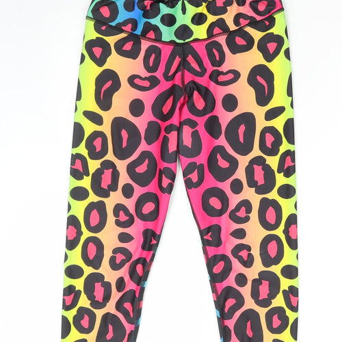 Tikiboo Womens Multicoloured Animal Print Polyester Capri Leggings Size XL L20 in Regular Pullover - Leopard Print