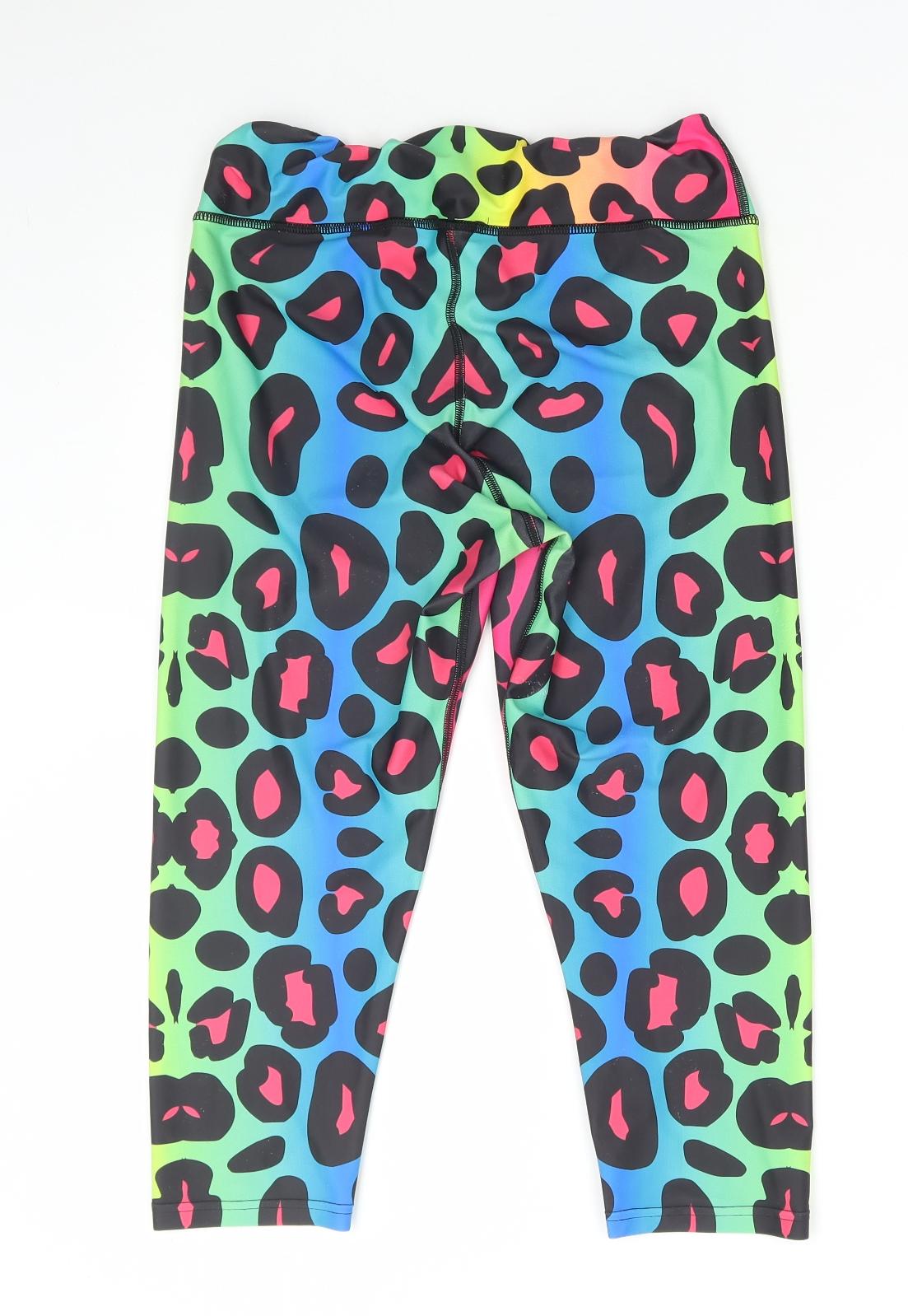 Tikiboo Womens Multicoloured Animal Print Polyester Capri Leggings Size XL L20 in Regular Pullover - Leopard Print