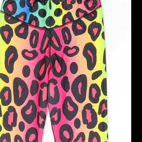 Tikiboo Womens Multicoloured Animal Print Polyester Capri Leggings Size XL L20 in Regular Pullover - Leopard Print