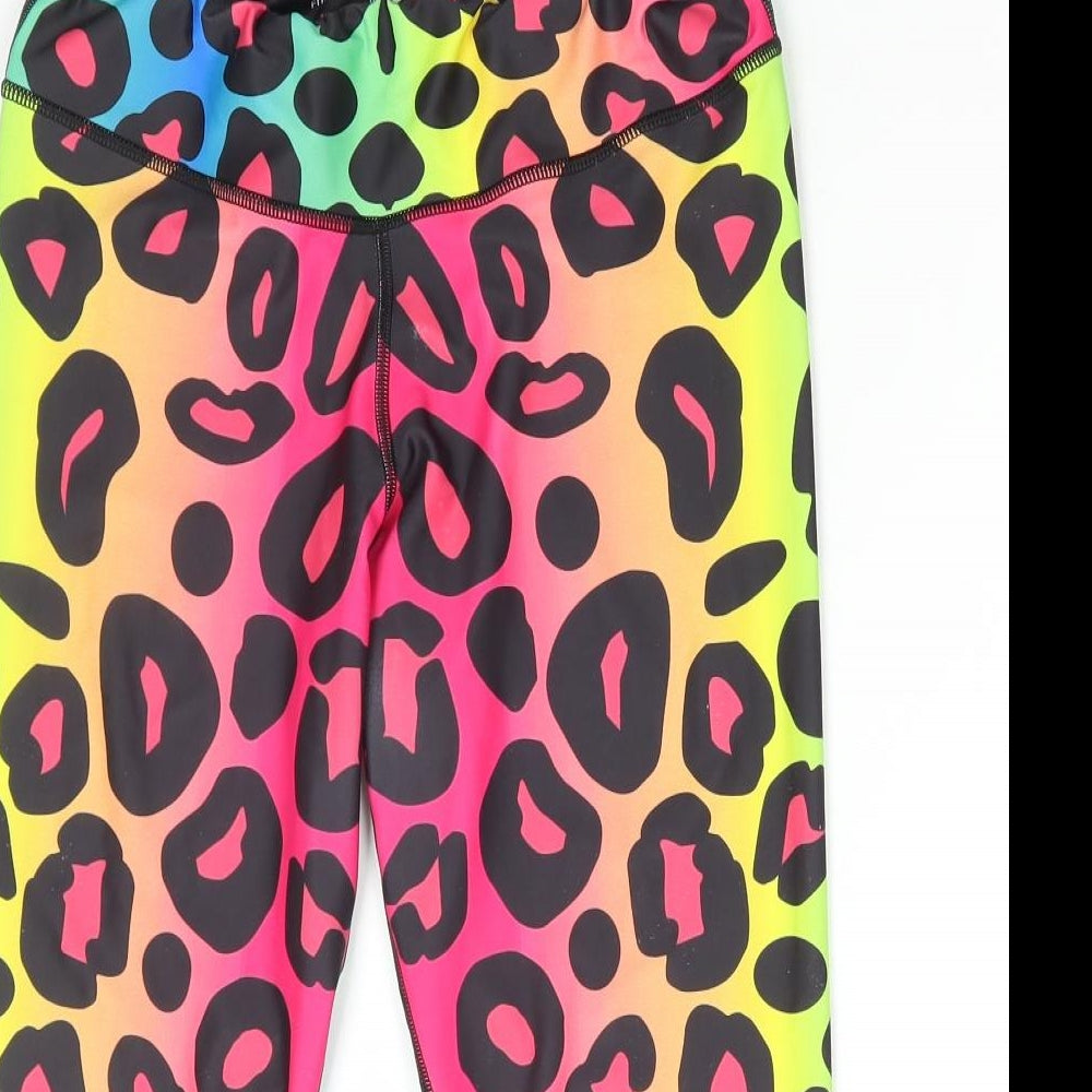 Tikiboo Womens Multicoloured Animal Print Polyester Capri Leggings Size XL L20 in Regular Pullover - Leopard Print