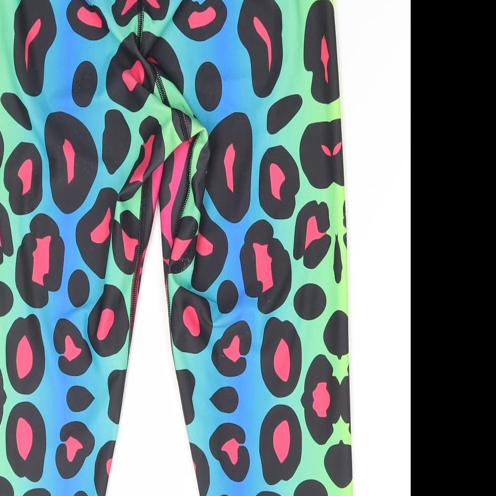 Tikiboo Womens Multicoloured Animal Print Polyester Capri Leggings Size XL L20 in Regular Pullover - Leopard Print