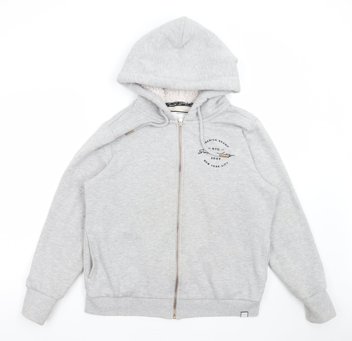 Superdry Womens Grey Cotton Full Zip Hoodie Size 18 Zip