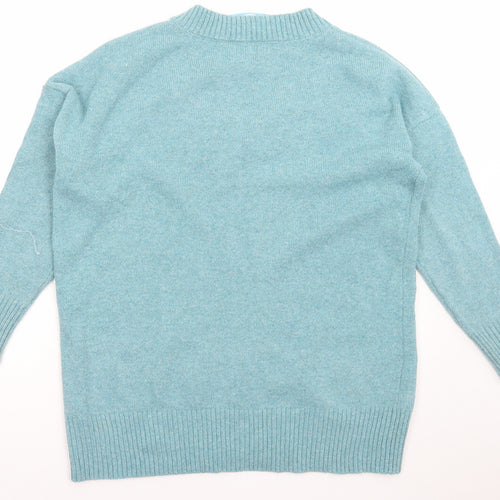 Papaya Womens Green V-Neck Polyester Pullover Jumper Size M