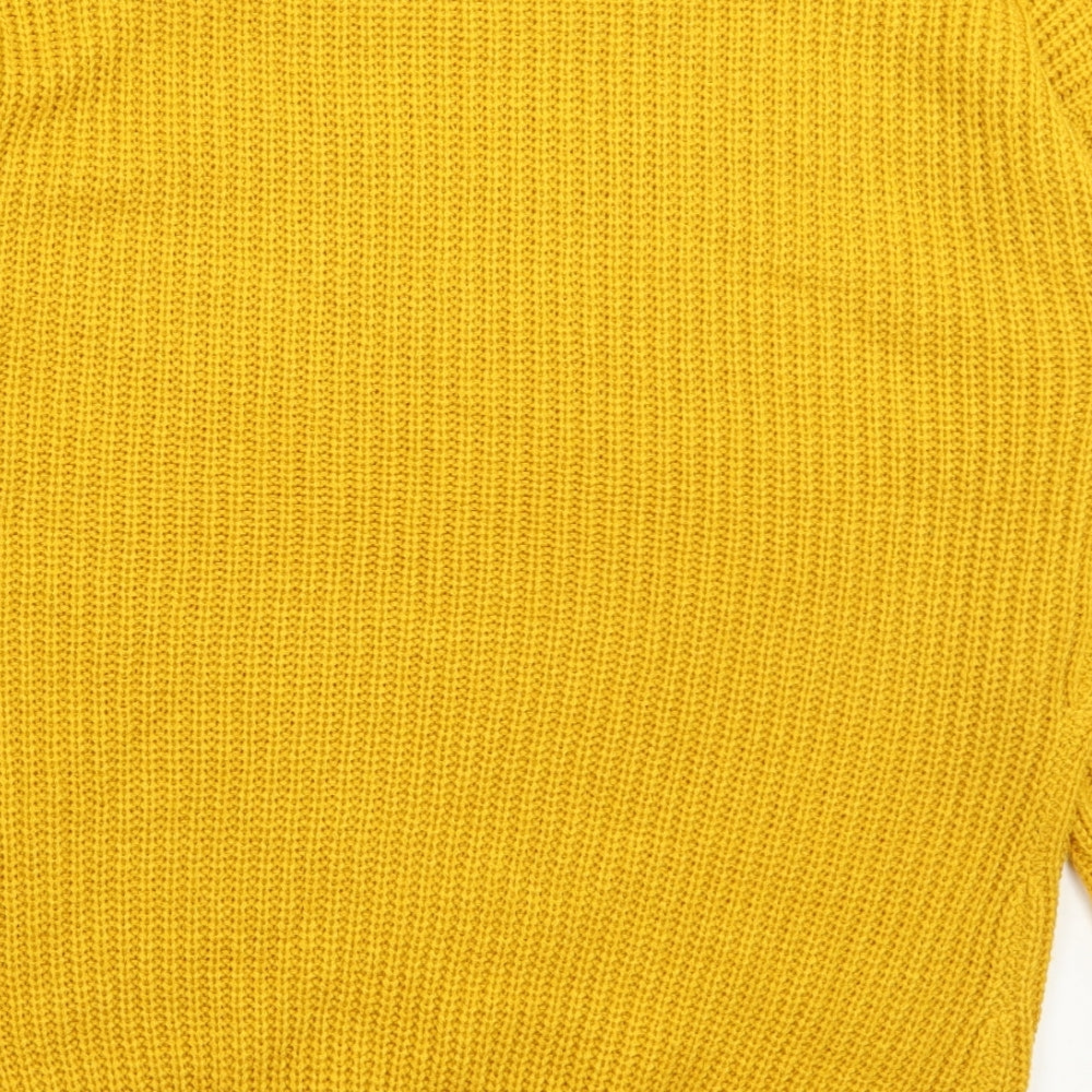 Boohoo Womens Yellow Scoop Neck Acrylic Pullover Jumper Size XL