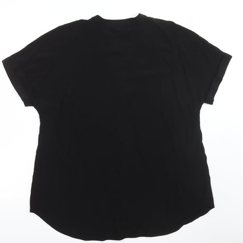 Marks and Spencer Womens Black Viscose Basic Blouse Size 18 V-Neck