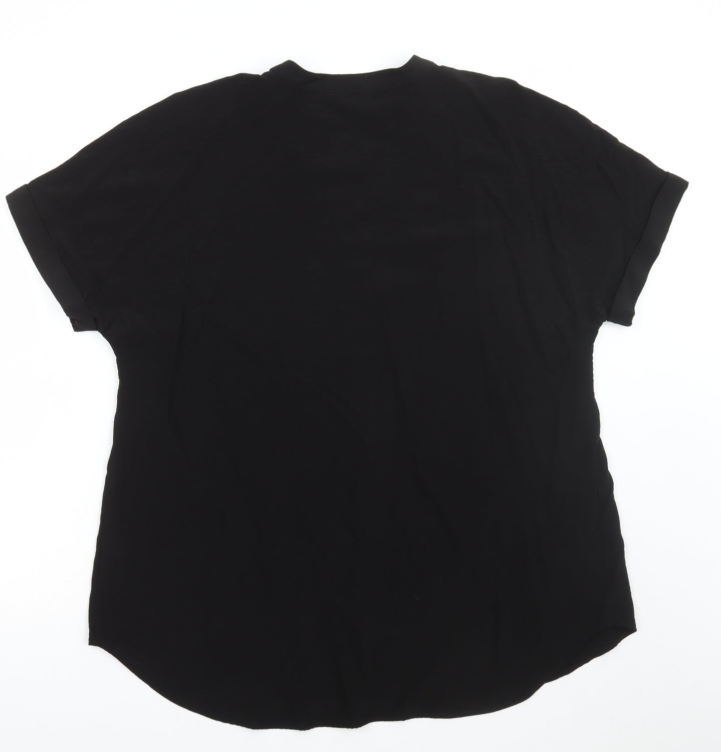 Marks and Spencer Womens Black Viscose Basic Blouse Size 18 V-Neck