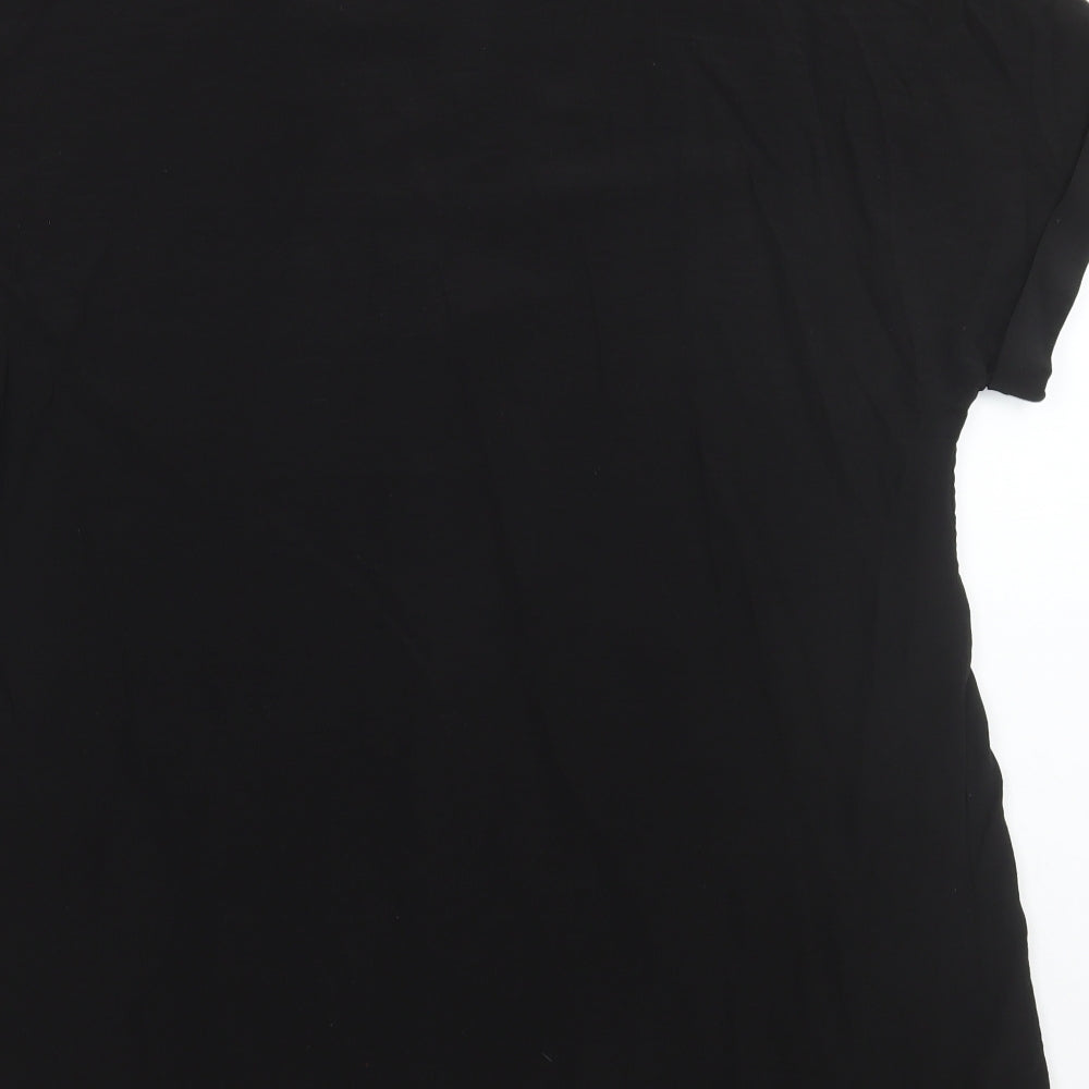 Marks and Spencer Womens Black Viscose Basic Blouse Size 18 V-Neck