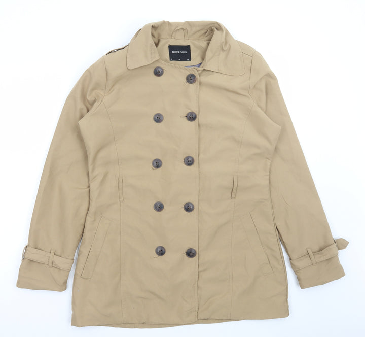 Brave Soul Womens Brown Pea Coat Coat Size 10 Button