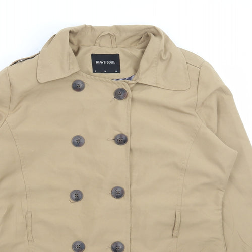 Brave Soul Womens Brown Pea Coat Coat Size 10 Button