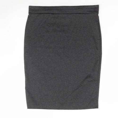 Pretty Fashion Womens Grey Polyester Straight & Pencil Skirt Size 16