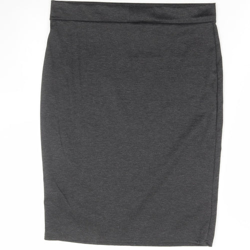 Pretty Fashion Womens Grey Polyester Straight & Pencil Skirt Size 16