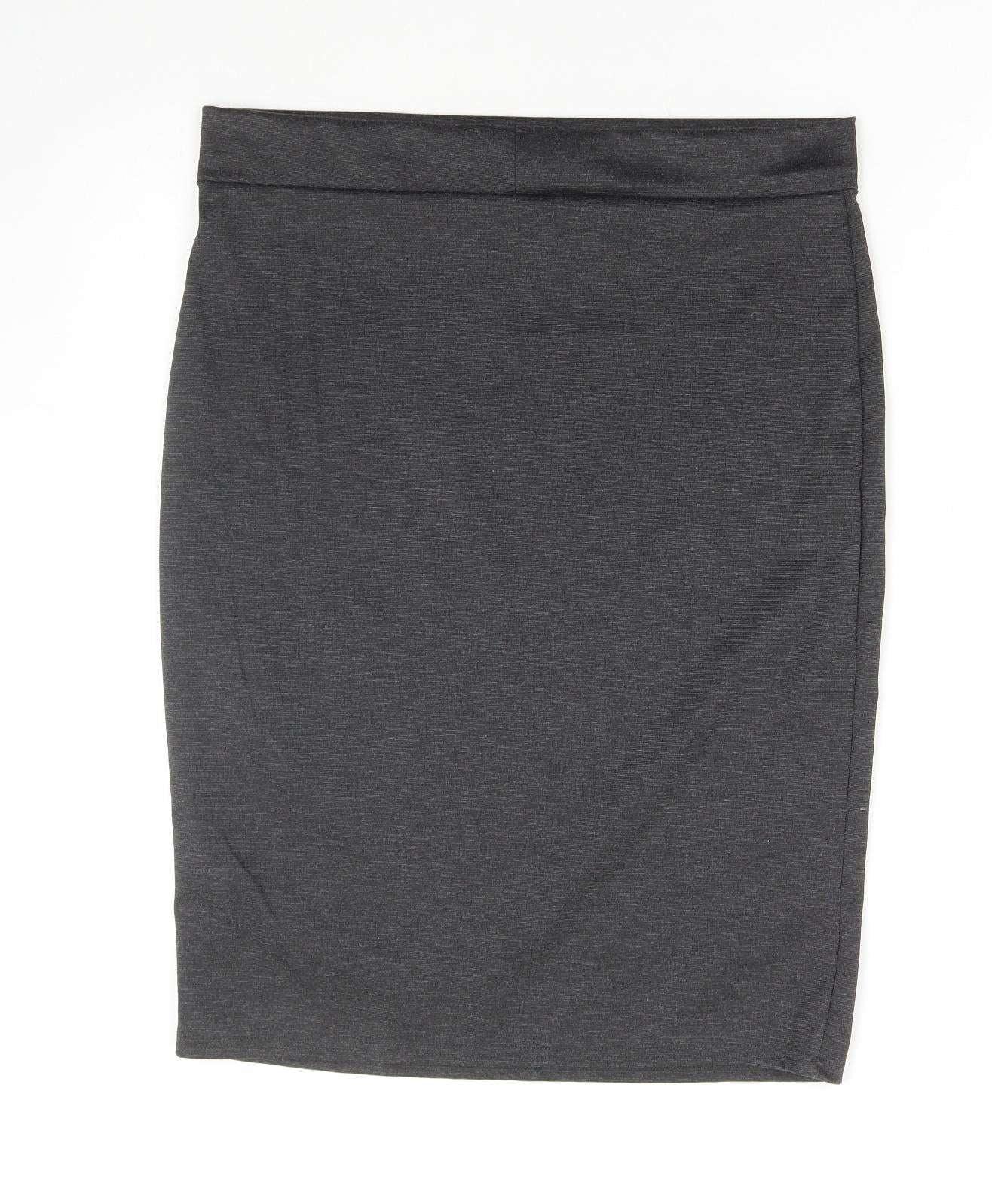 Pretty Fashion Womens Grey Polyester Straight & Pencil Skirt Size 16