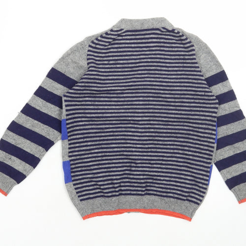 Preworn Womens Multicoloured V-Neck Striped Acrylic Cardigan Jumper Size 6
