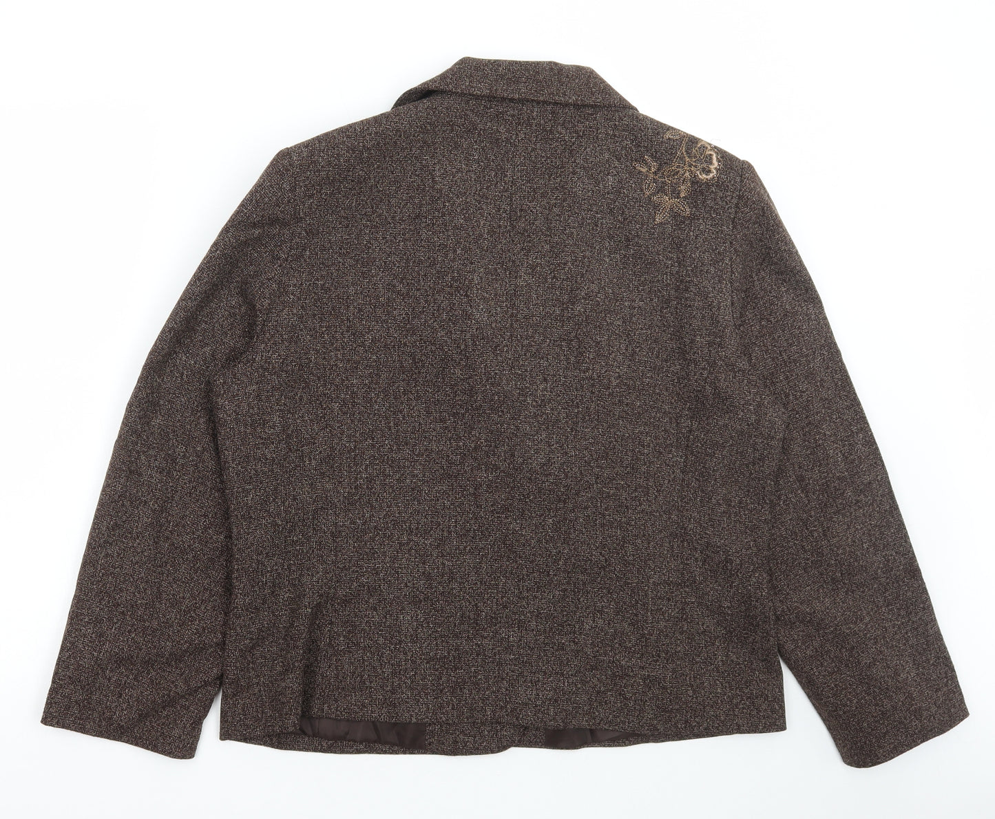 Edinburgh Woollen Mill Womens Brown Jacket Size 12 Button - Flower Detail