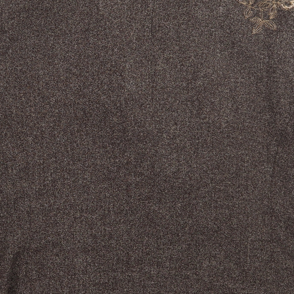 Edinburgh Woollen Mill Womens Brown Jacket Size 12 Button - Flower Detail