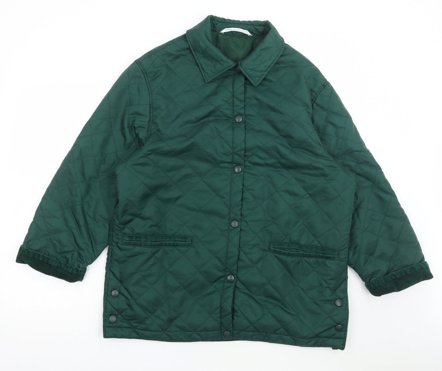 Marks and Spencer Womens Green Parka Coat Size 14 Snap