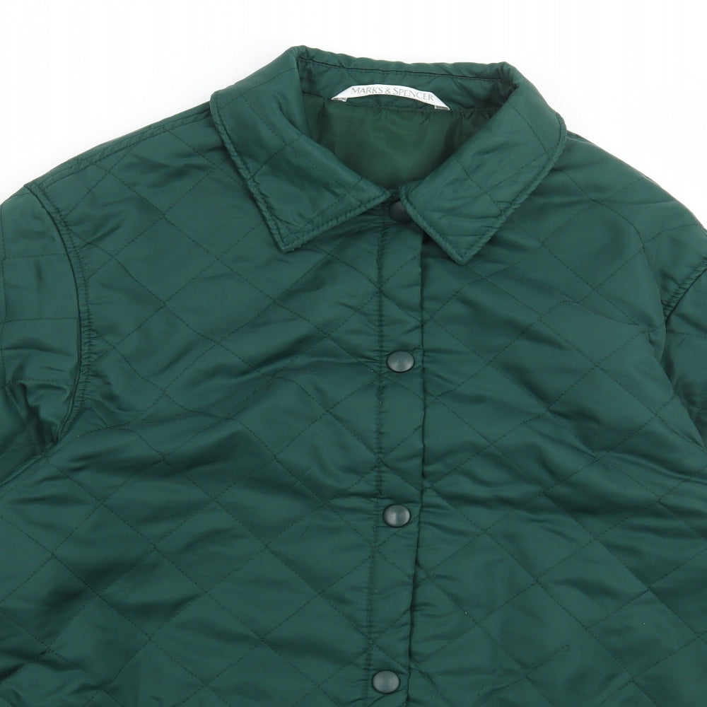 Marks and Spencer Womens Green Parka Coat Size 14 Snap