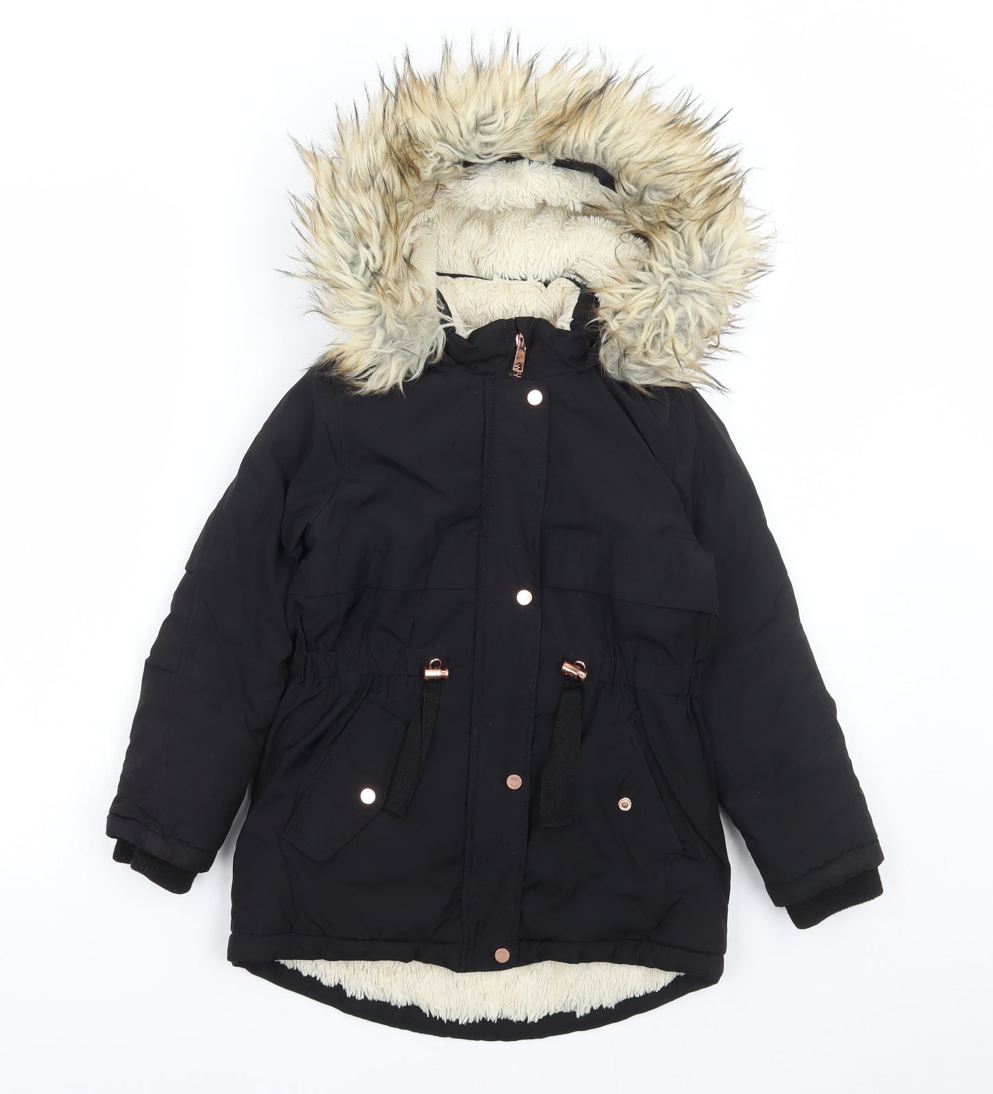 Nutmeg Girls Black Parka Coat Size 6-7 Years Zip