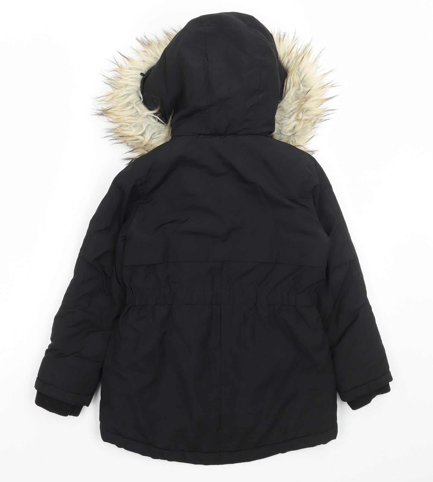 Nutmeg Girls Black Parka Coat Size 6-7 Years Zip