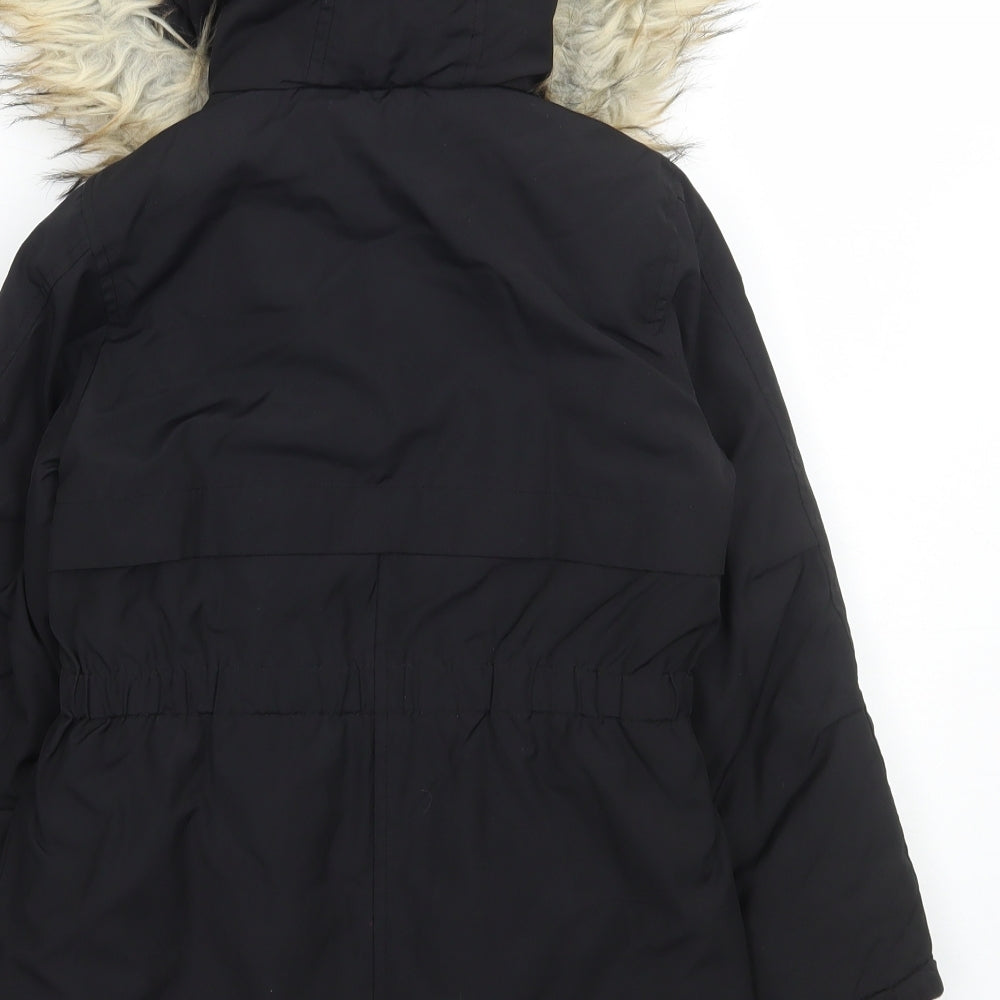 Nutmeg Girls Black Parka Coat Size 6-7 Years Zip