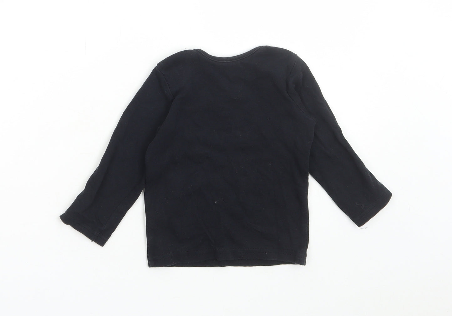 George Baby Black Cotton Basic T-Shirt Size 12-18 Months Round Neck Pullover - Cosy Crew