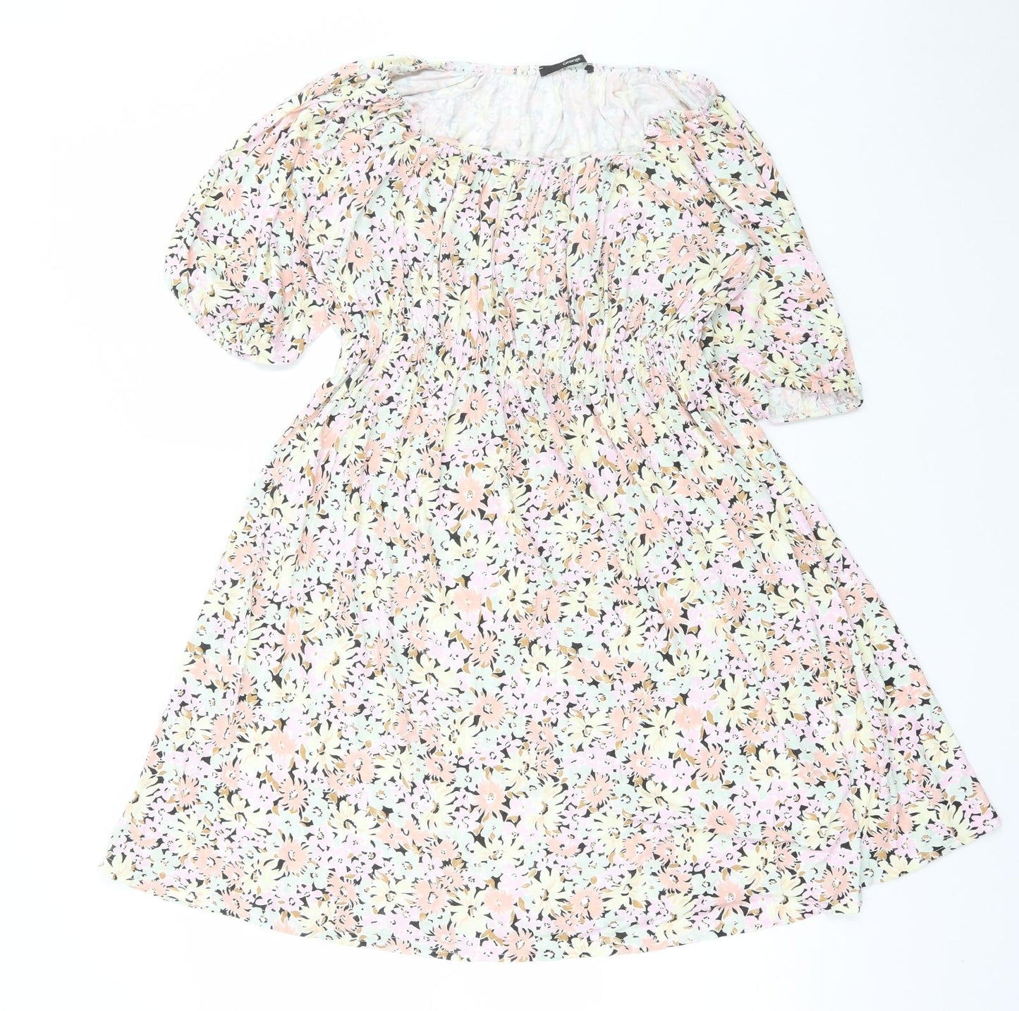 George Womens Multicoloured Floral Viscose Fit & Flare Size 16 Off the Shoulder Pullover