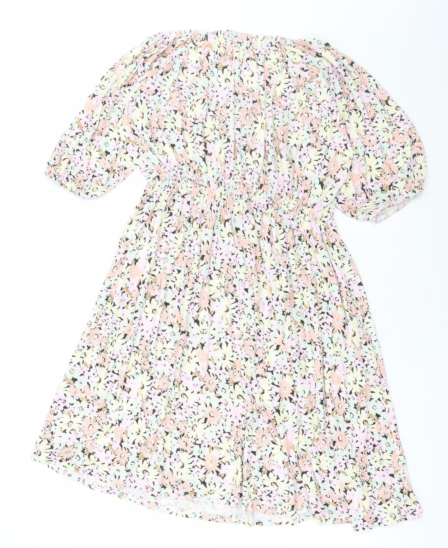George Womens Multicoloured Floral Viscose Fit & Flare Size 16 Off the Shoulder Pullover
