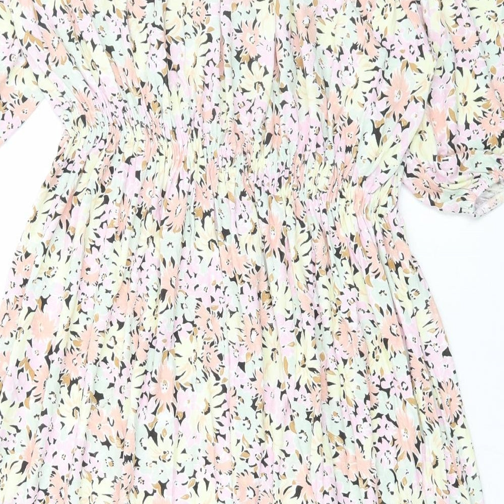 George Womens Multicoloured Floral Viscose Fit & Flare Size 16 Off the Shoulder Pullover