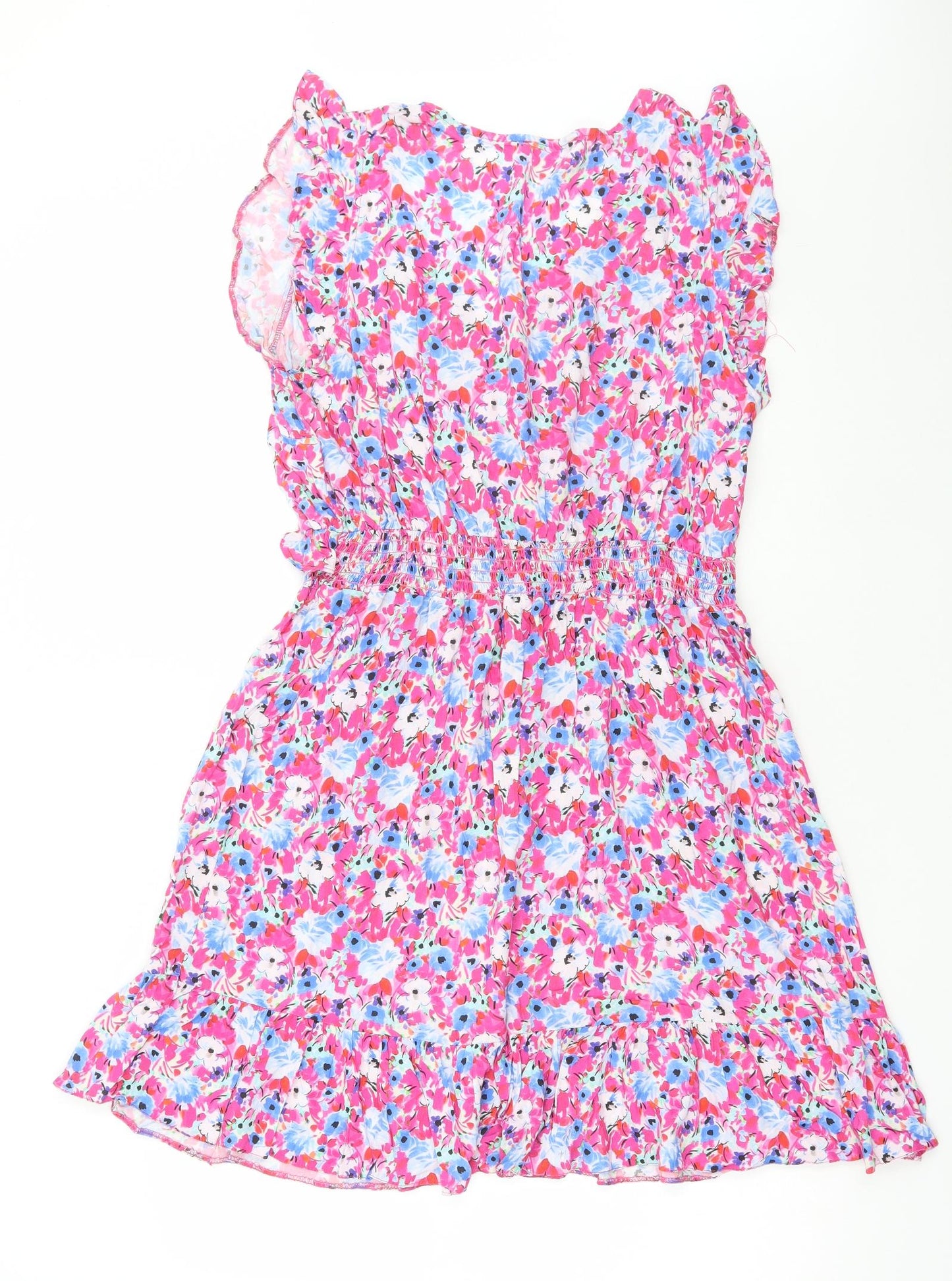 George Womens Pink Floral Viscose A-Line Size 18 V-Neck Pullover