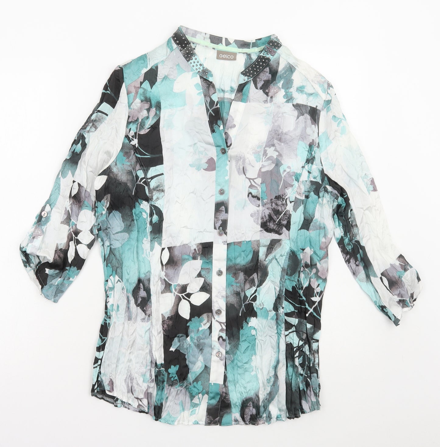 Gelco Womens Multicoloured Geometric Polyester Basic Blouse Size 14 Collared