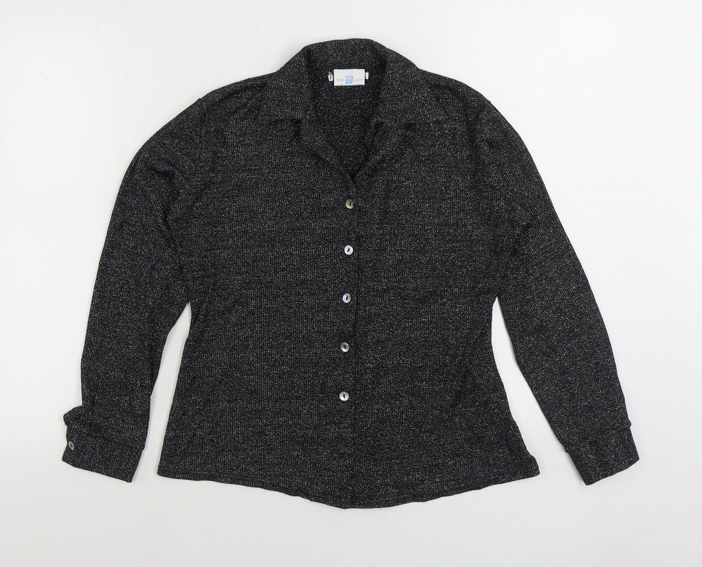 New Look Womens Black Collared Nylon Cardigan Jumper Size 12